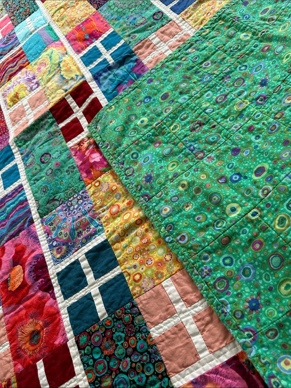 Handmade Colorful Patchwork Quilt - Multicolor Window